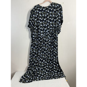 Womans Worthington Woman 22 W Blue Midi Dress Floral Short Sleeve Flowy